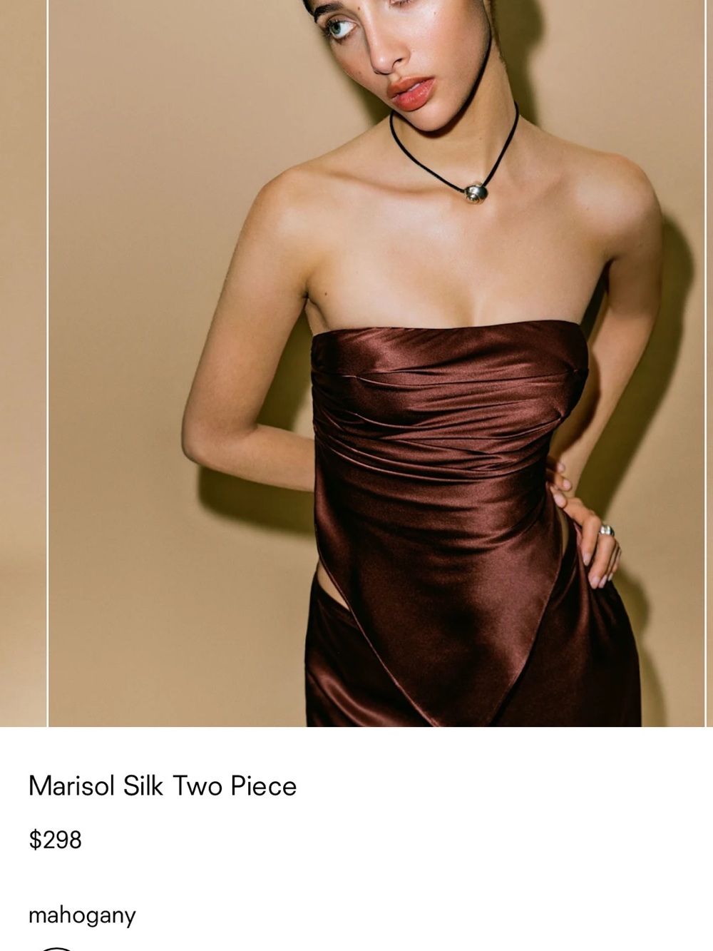 Reformation Strapless Satin Chocolate Brown - Picture 3 of 5